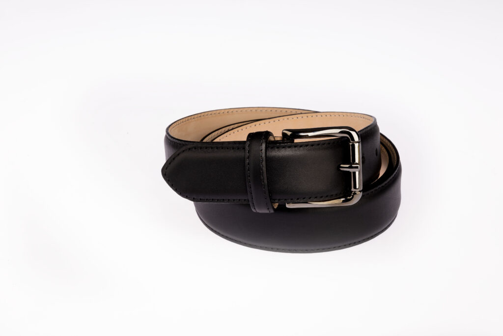 Cintura Uomo 35 mm — Pelle Nera Foderata Nabuk